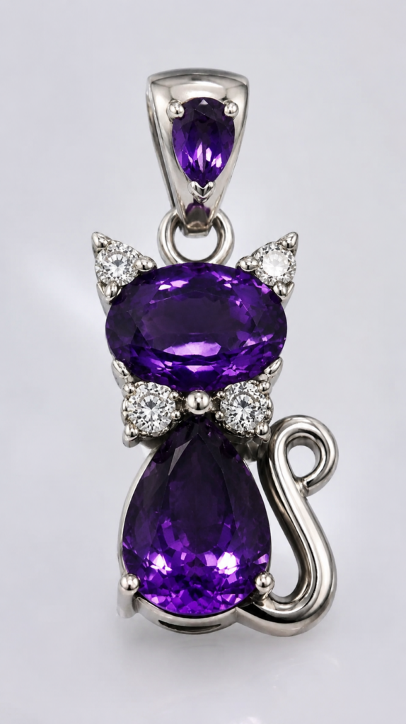Amethyst Cat Pendant